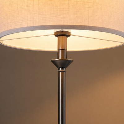 Scandinavian White Fabric Drum Table Lamp
