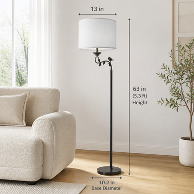 Scandinavian White Fabric Drum Table Lamp