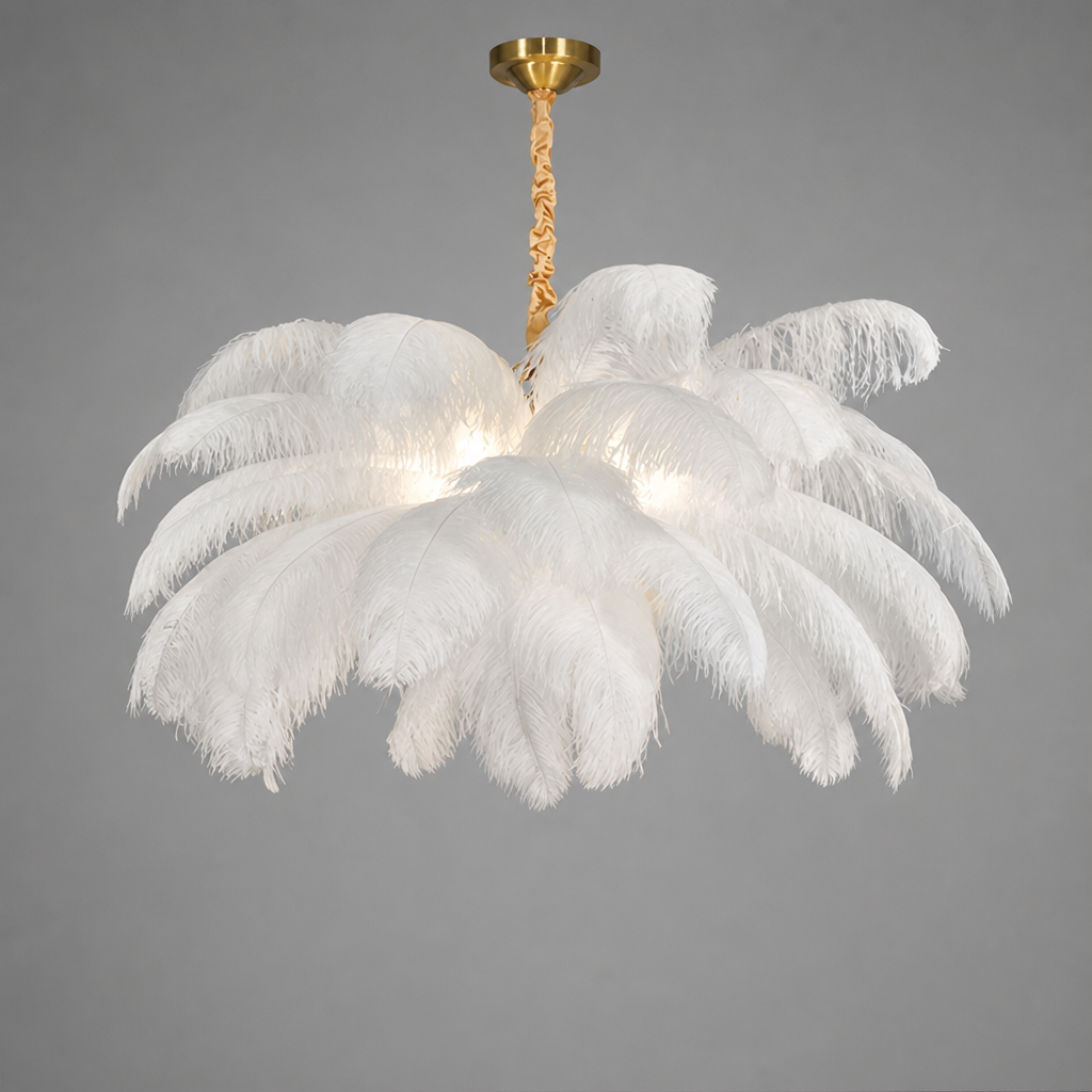 Scandinavian White Feather Pendant Light