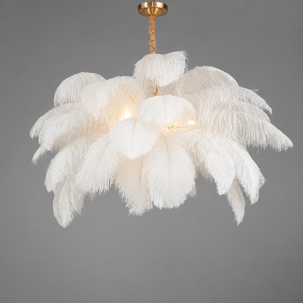 Scandinavian White Feather Pendant Light