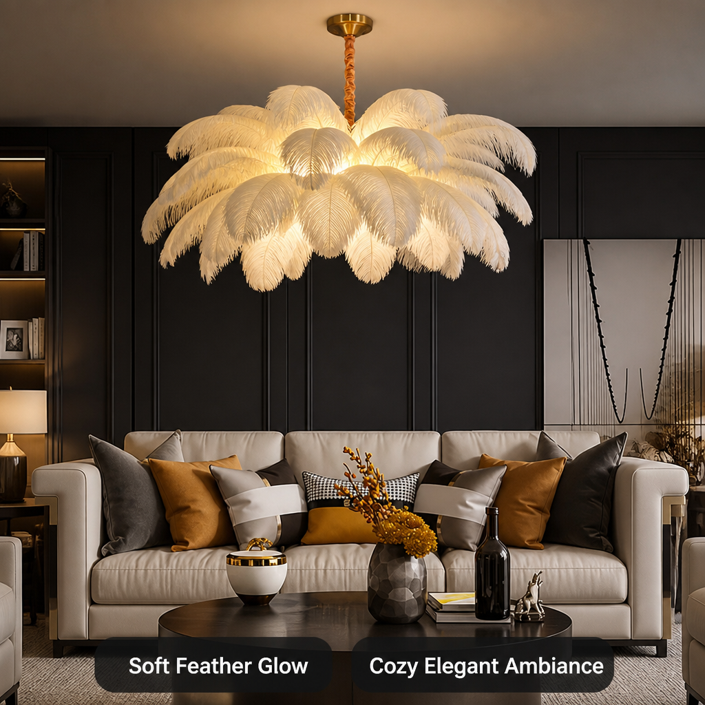 Scandinavian White Feather Pendant Light