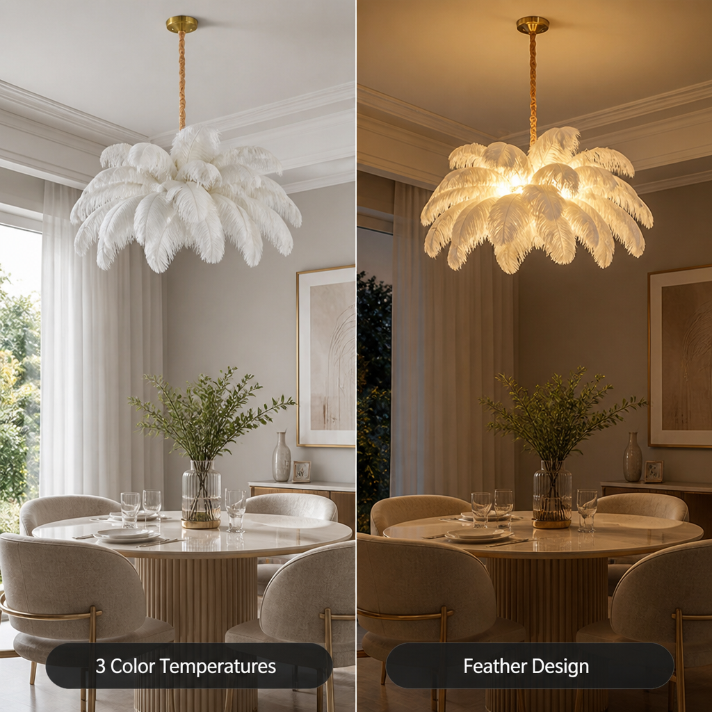 Scandinavian White Feather Pendant Light
