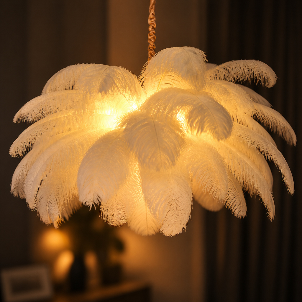 Scandinavian White Feather Pendant Light