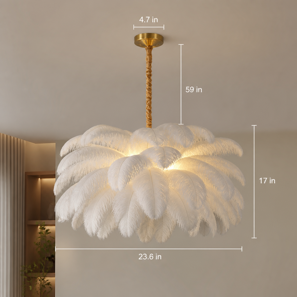 Scandinavian White Feather Pendant Light
