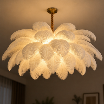 Scandinavian White Feather Pendant Light