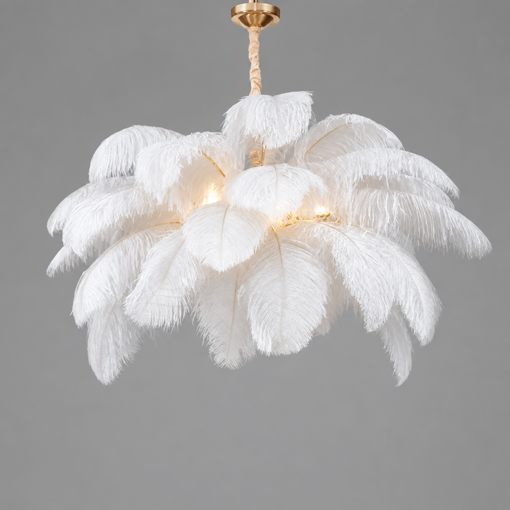 Scandinavian White LED Feather Pendant Light