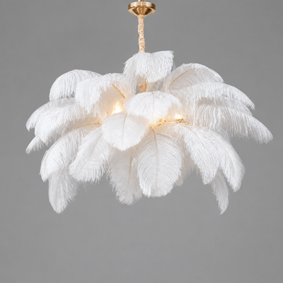 Scandinavian White LED Feather Pendant Light