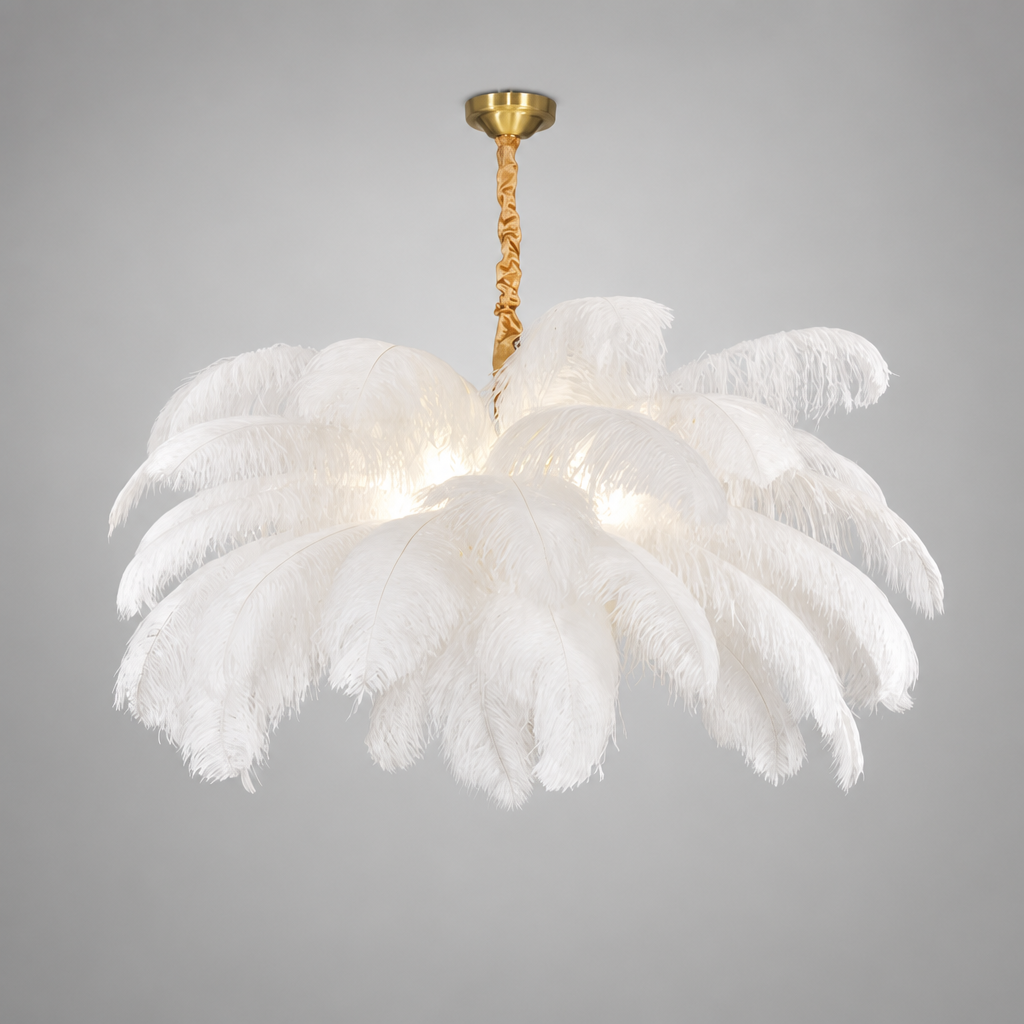 Scandinavian White LED Feather Pendant Light