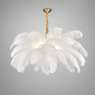 Scandinavian White LED Feather Pendant Light