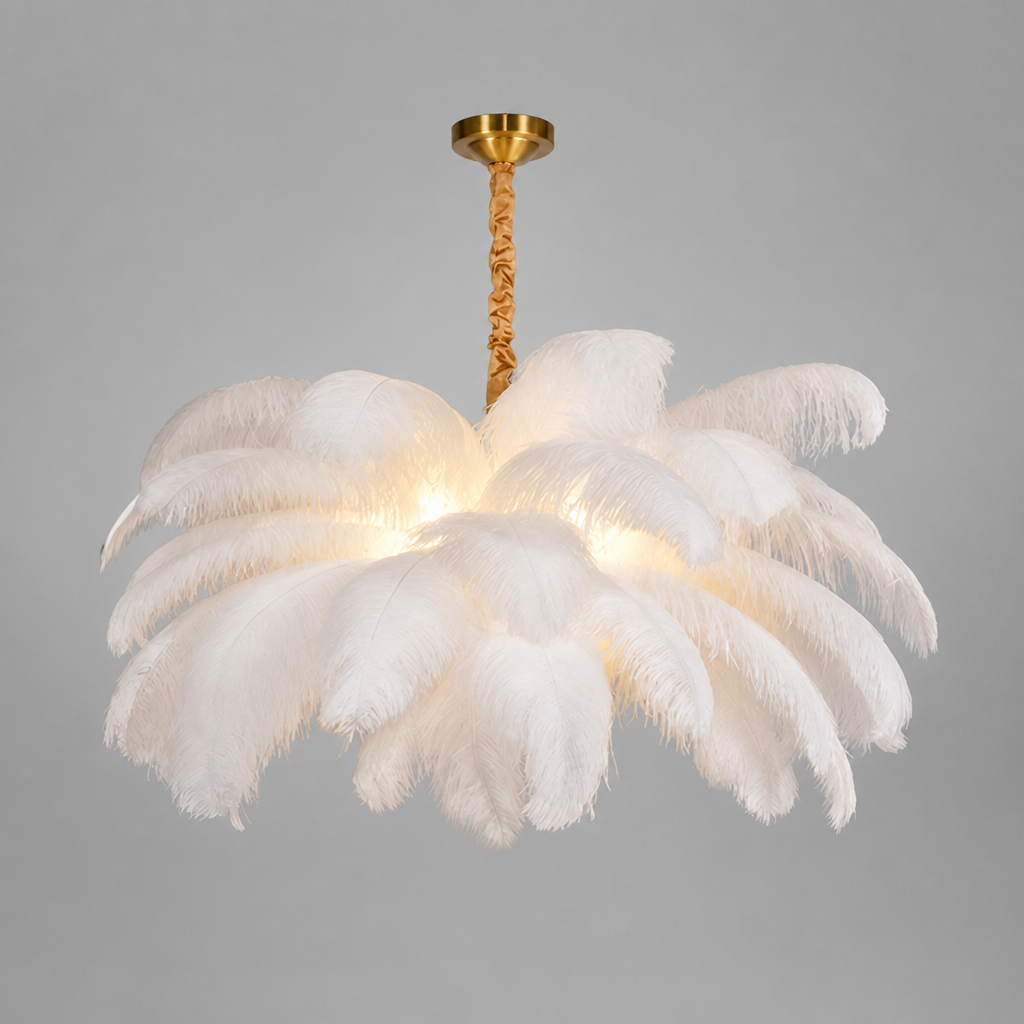Scandinavian White LED Feather Pendant Light