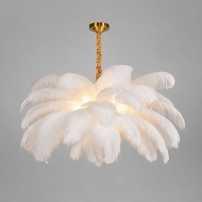Scandinavian White LED Feather Pendant Light