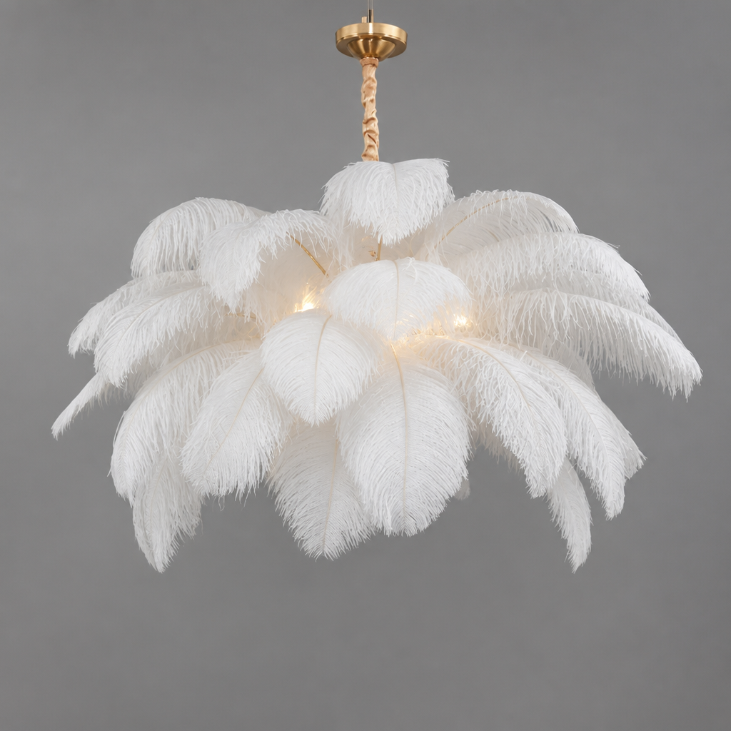 Scandinavian White LED Feather Pendant Light
