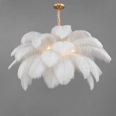 Scandinavian White LED Feather Pendant Light
