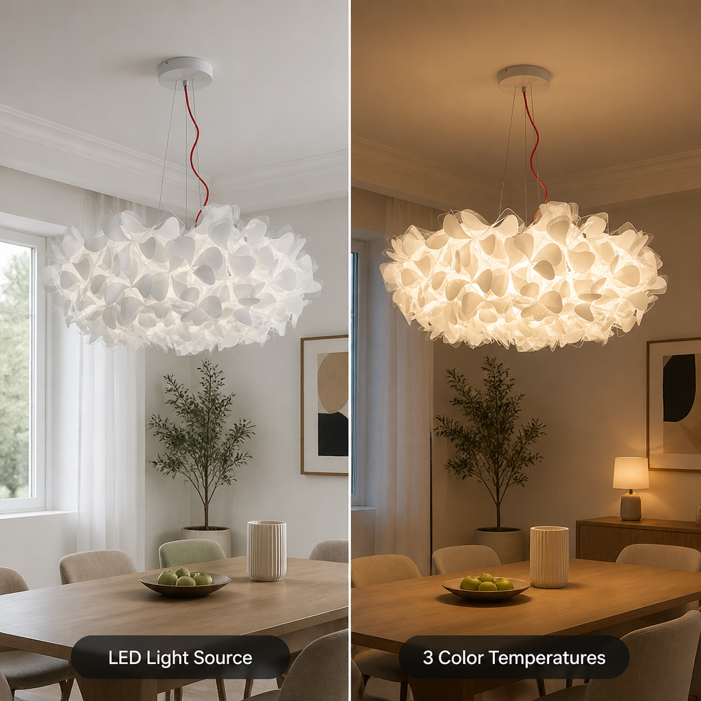 Scandinavian White LED Flower Petal Pendant Light