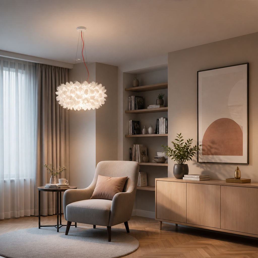 Scandinavian White LED Flower Petal Pendant Light