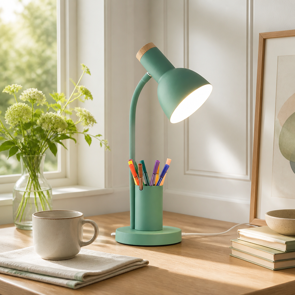 Scandinavian White LED Pen Holder Table Lamp