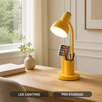 Scandinavian White LED Pen Holder Table Lamp