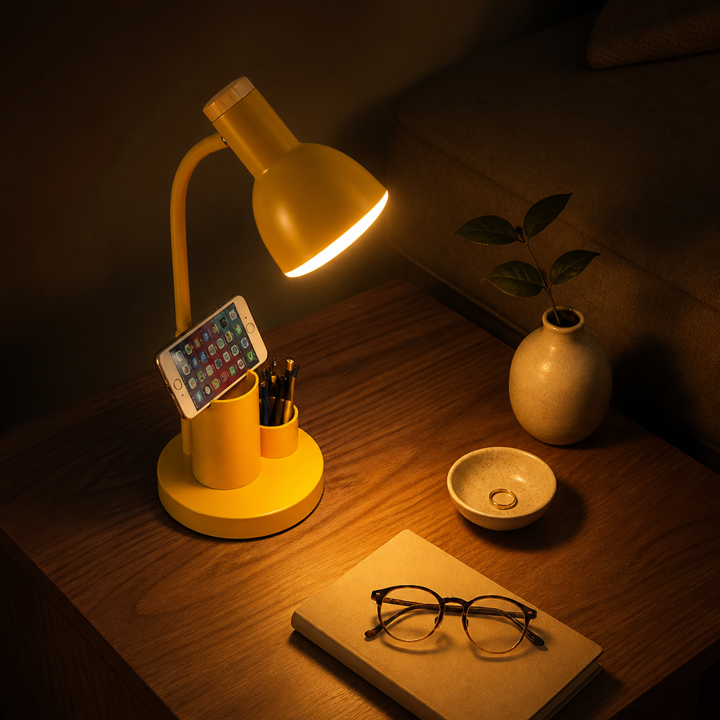 Scandinavian White LED Pen Holder Table Lamp