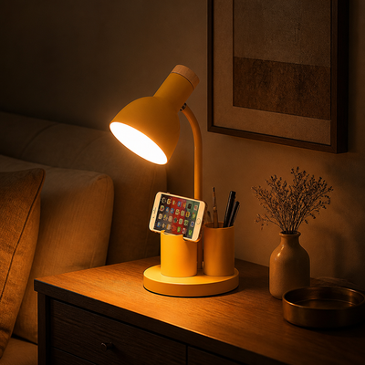 Scandinavian White LED Pen Holder Table Lamp