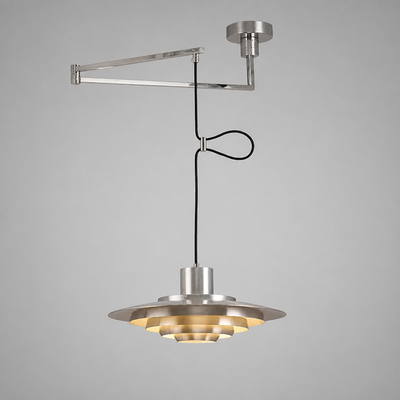 Scandinavian White & Silver Adjustable Pendant Light