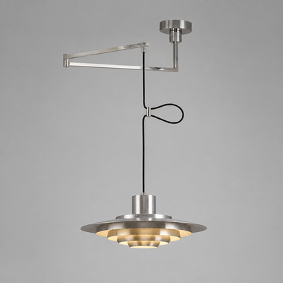 Scandinavian White & Silver Adjustable Pendant Light