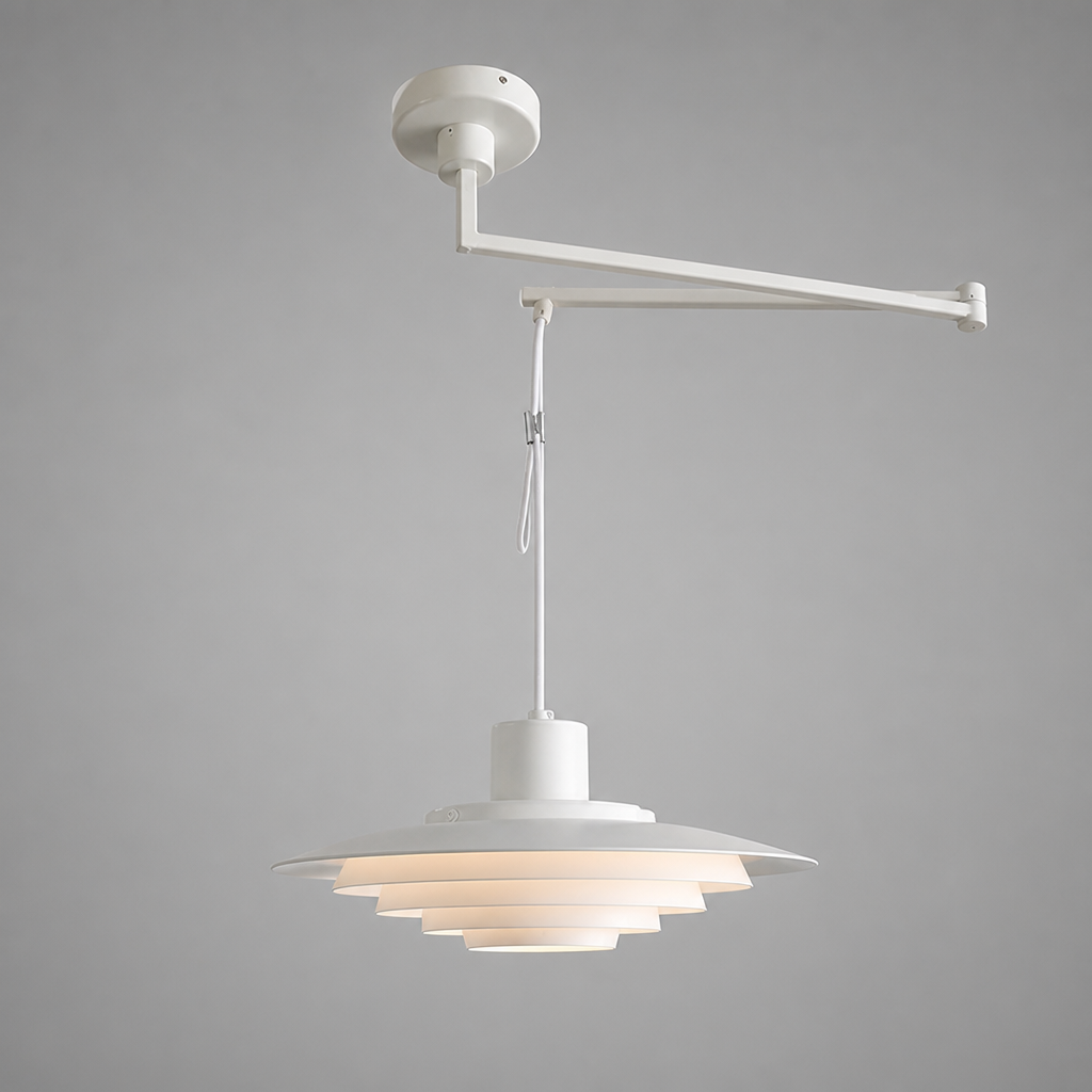 Scandinavian White & Silver Adjustable Pendant Light