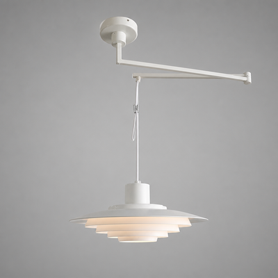 Scandinavian White & Silver Adjustable Pendant Light