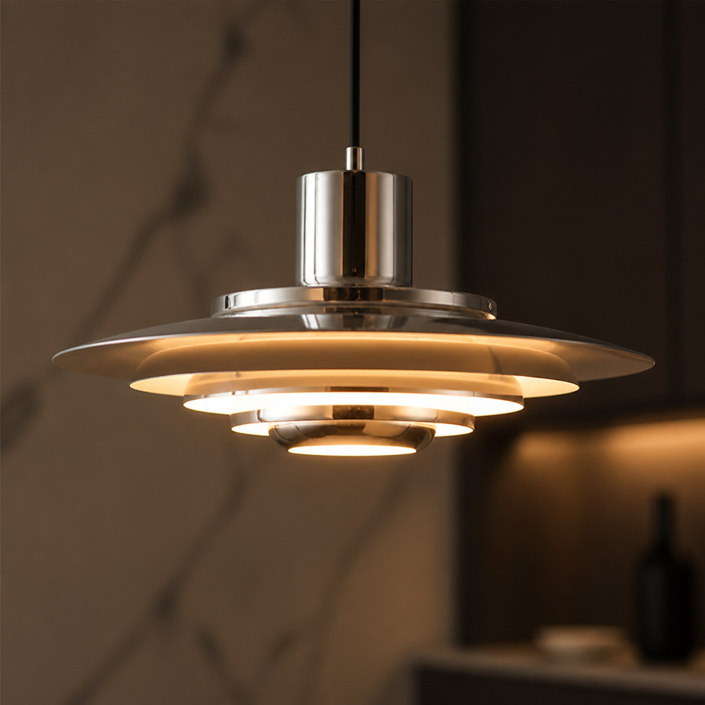 Scandinavian White & Silver Adjustable Pendant Light