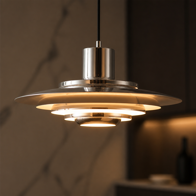 Scandinavian White & Silver Adjustable Pendant Light
