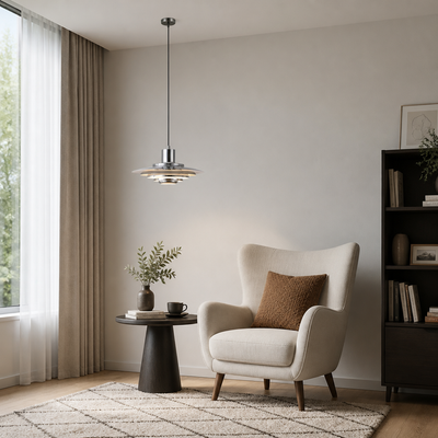 Scandinavian White & Silver Adjustable Pendant Light