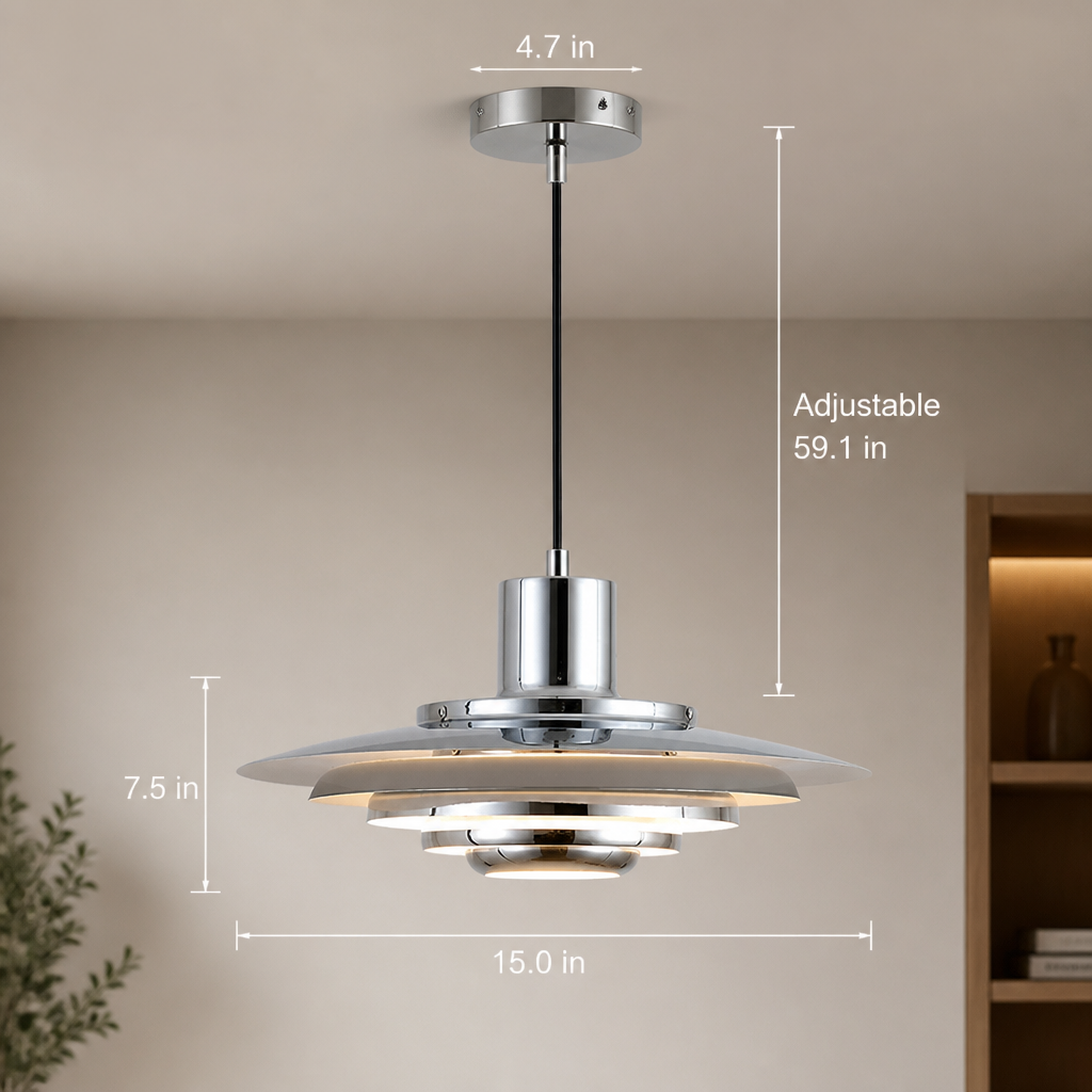 Scandinavian White & Silver Adjustable Pendant Light
