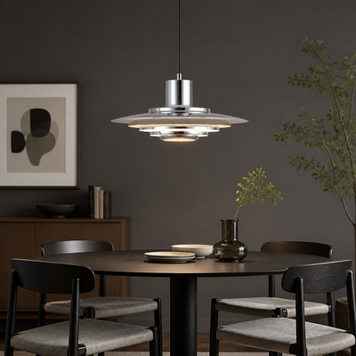 Scandinavian White & Silver Adjustable Pendant Light