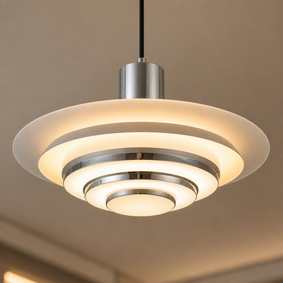 Scandinavian White & Silver Adjustable Pendant Light