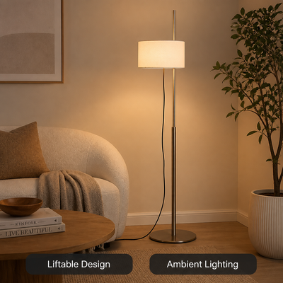 Scandinavian Wood Adjustable Arm Floor Lamp