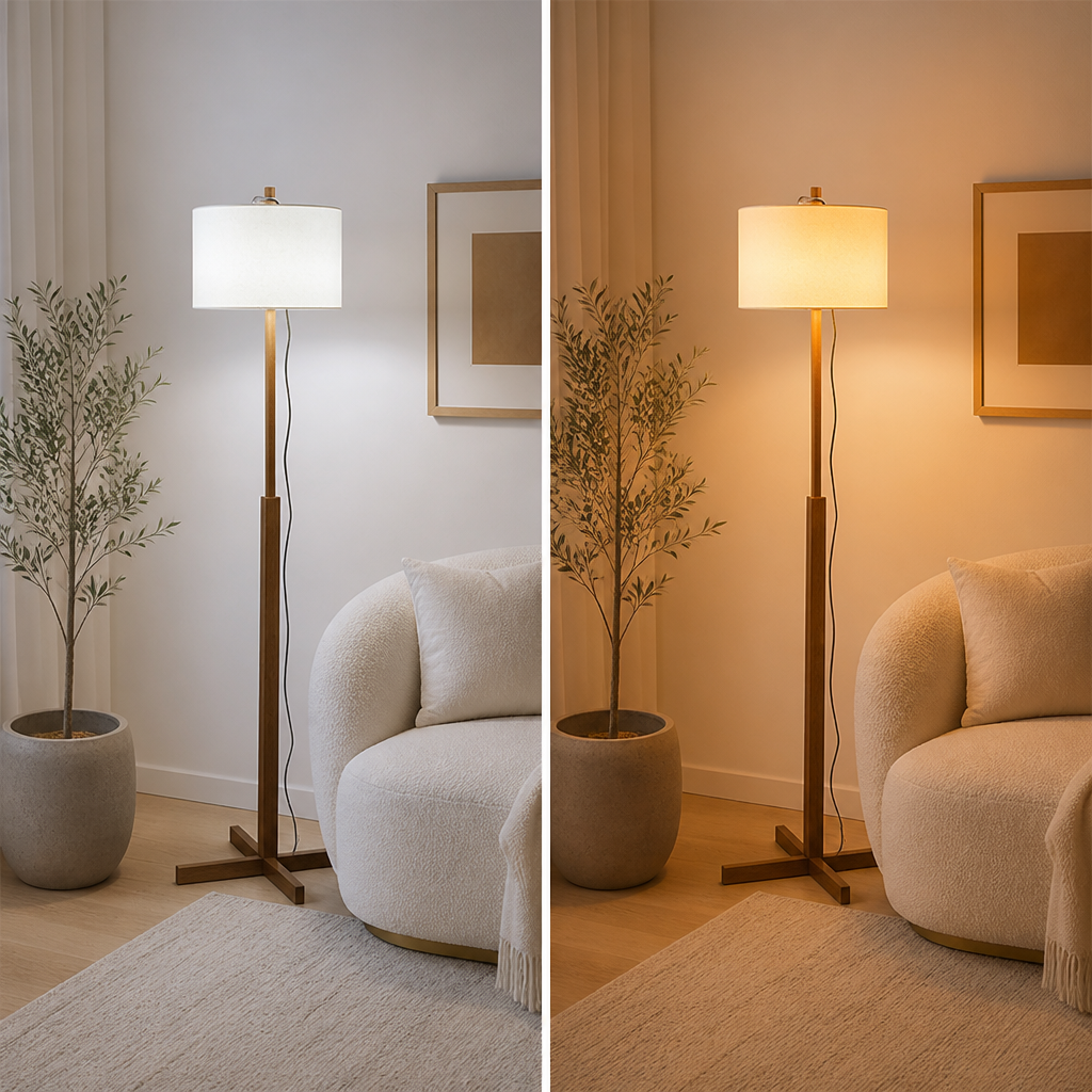 Scandinavian Wood Adjustable Arm Floor Lamp
