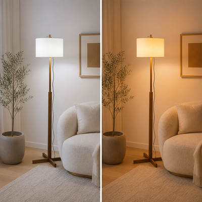 Scandinavian Wood Adjustable Arm Floor Lamp