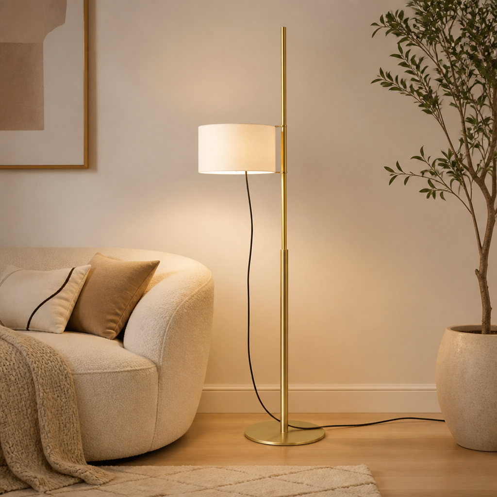 Scandinavian Wood Adjustable Arm Floor Lamp