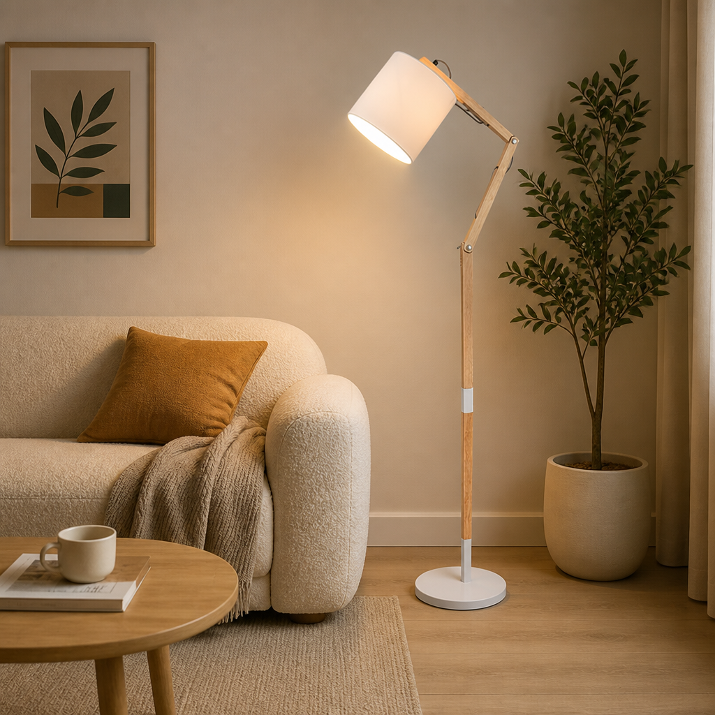 Scandinavian Wood Adjustable Height Floor Lamp