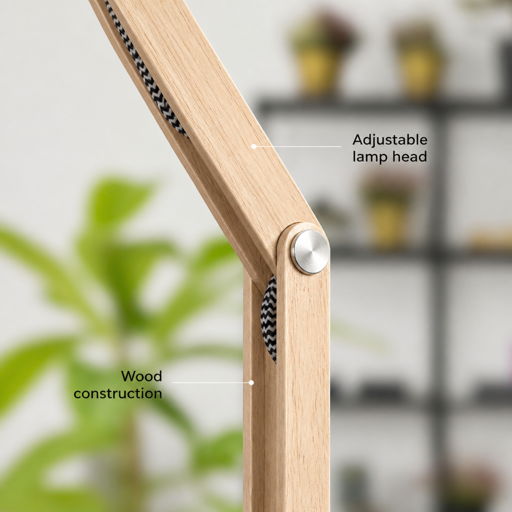 Scandinavian Wood Adjustable Height Floor Lamp
