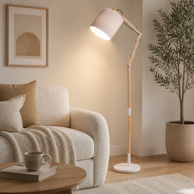 Scandinavian Wood Adjustable Height Floor Lamp