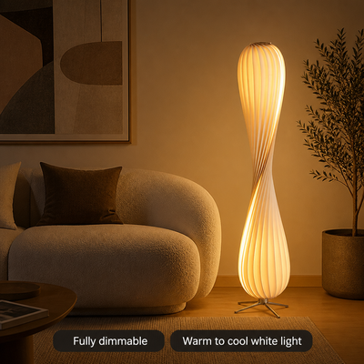 Scandinavian Wood Curved Shade Floor Lamp
