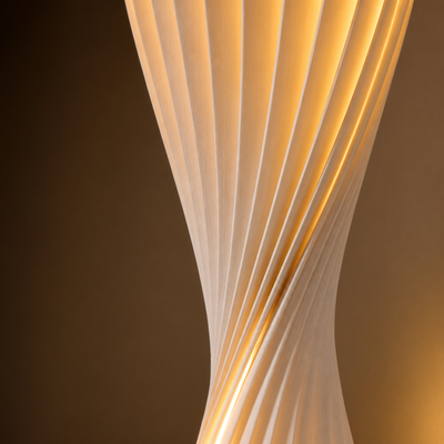 Scandinavian Wood Curved Shade Floor Lamp
