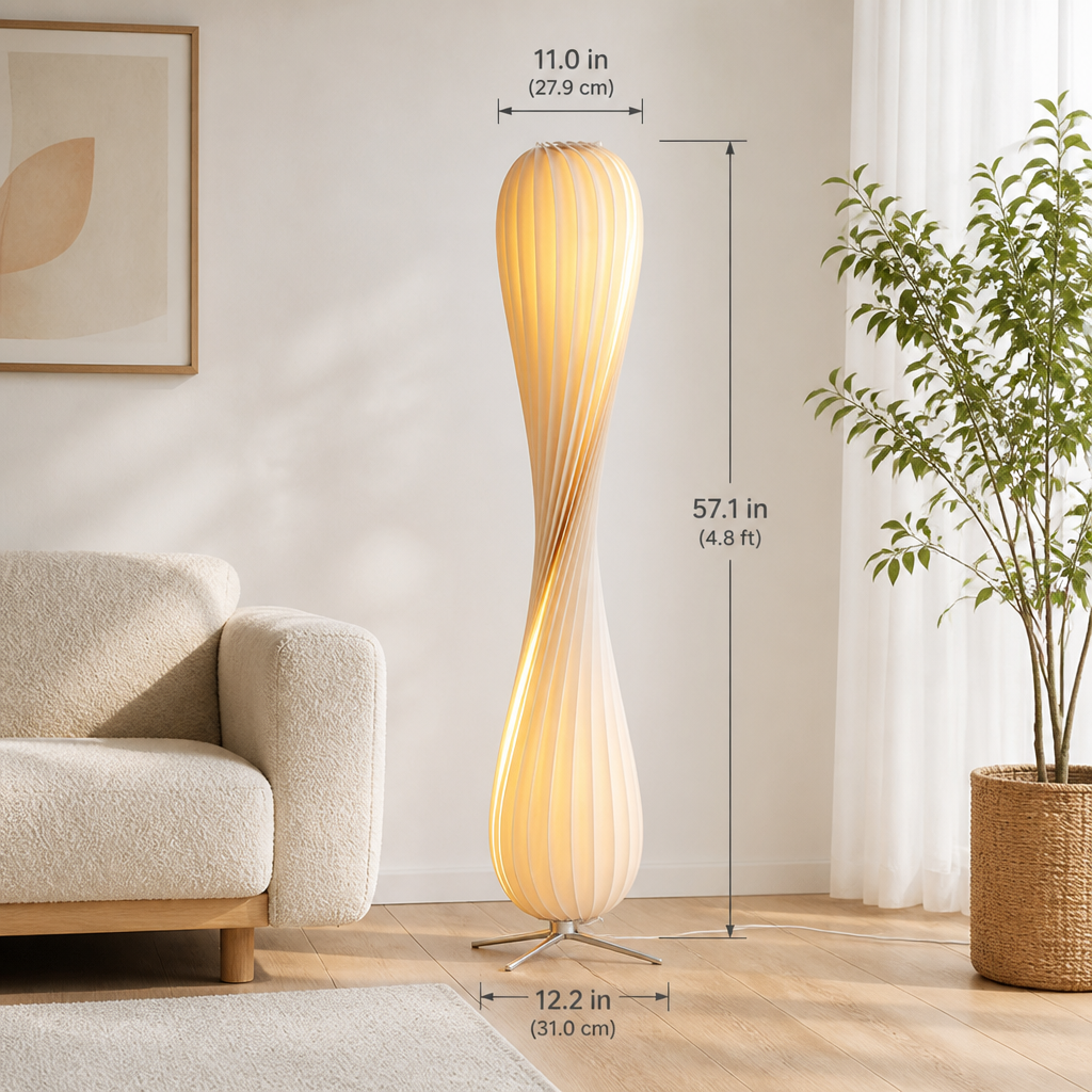 Scandinavian Wood Curved Shade Floor Lamp