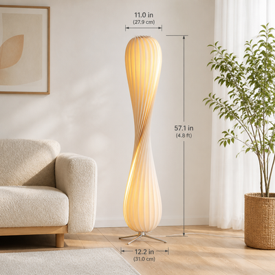 Scandinavian Wood Curved Shade Floor Lamp