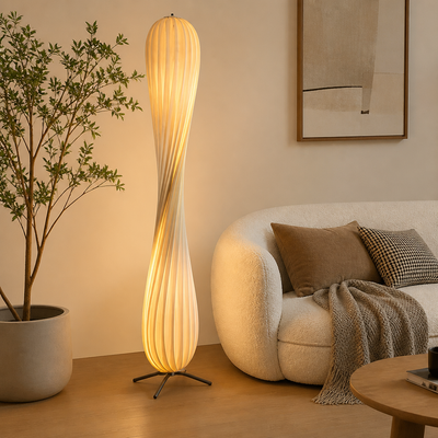 Scandinavian Wood Curved Shade Floor Lamp