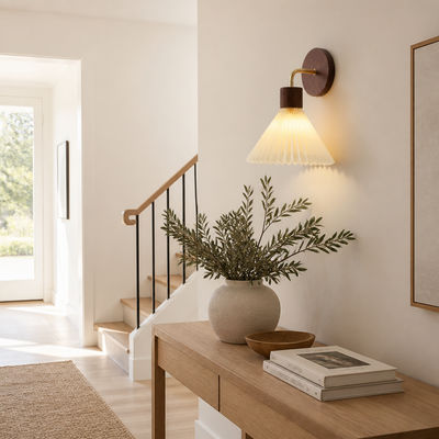 Scandinavian Wood & Fabric Wall Sconce