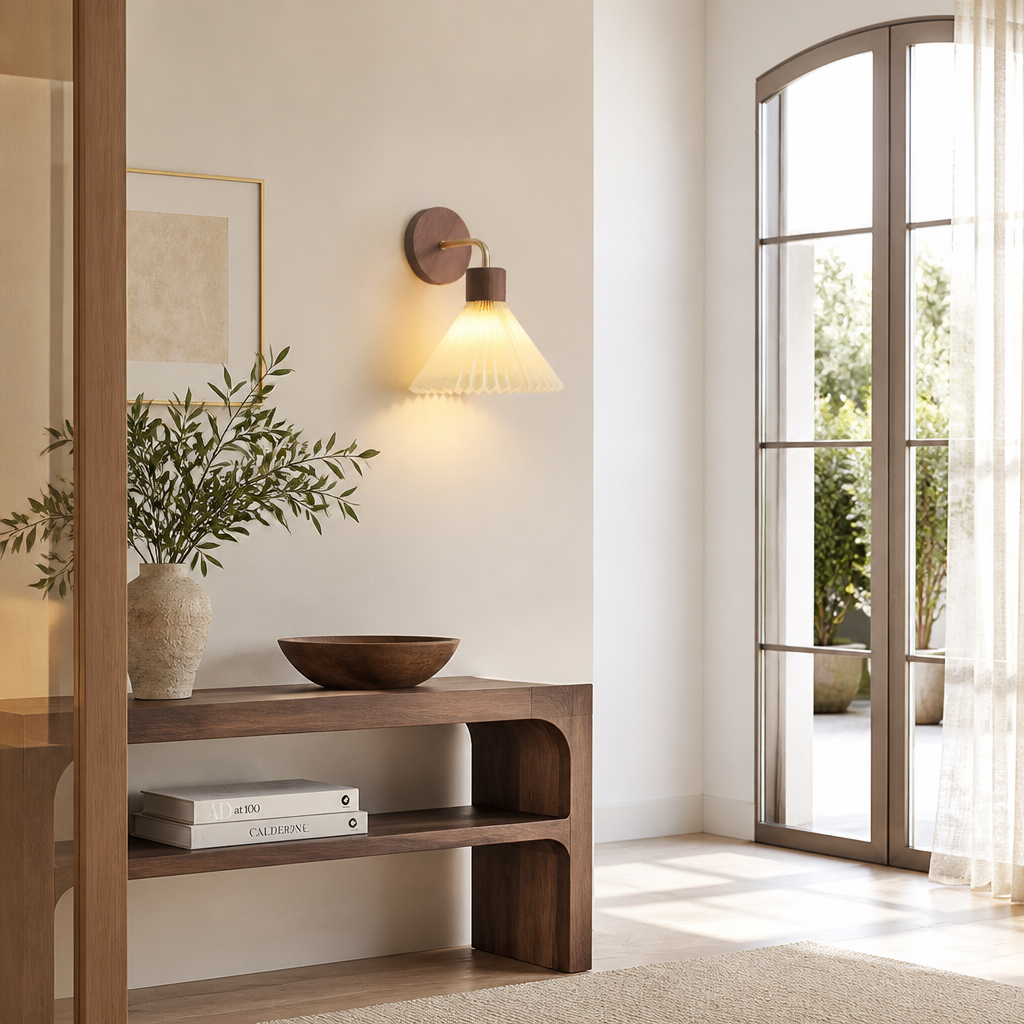 Scandinavian Wood & Fabric Wall Sconce