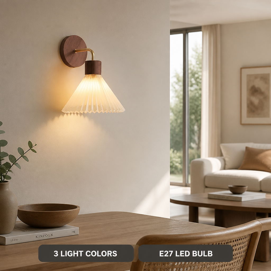 Scandinavian Wood & Fabric Wall Sconce