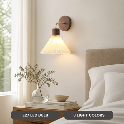 Scandinavian Wood & Fabric Wall Sconce