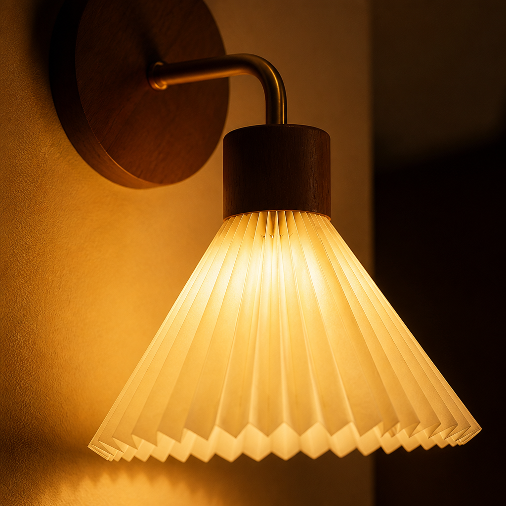 Scandinavian Wood & Fabric Wall Sconce